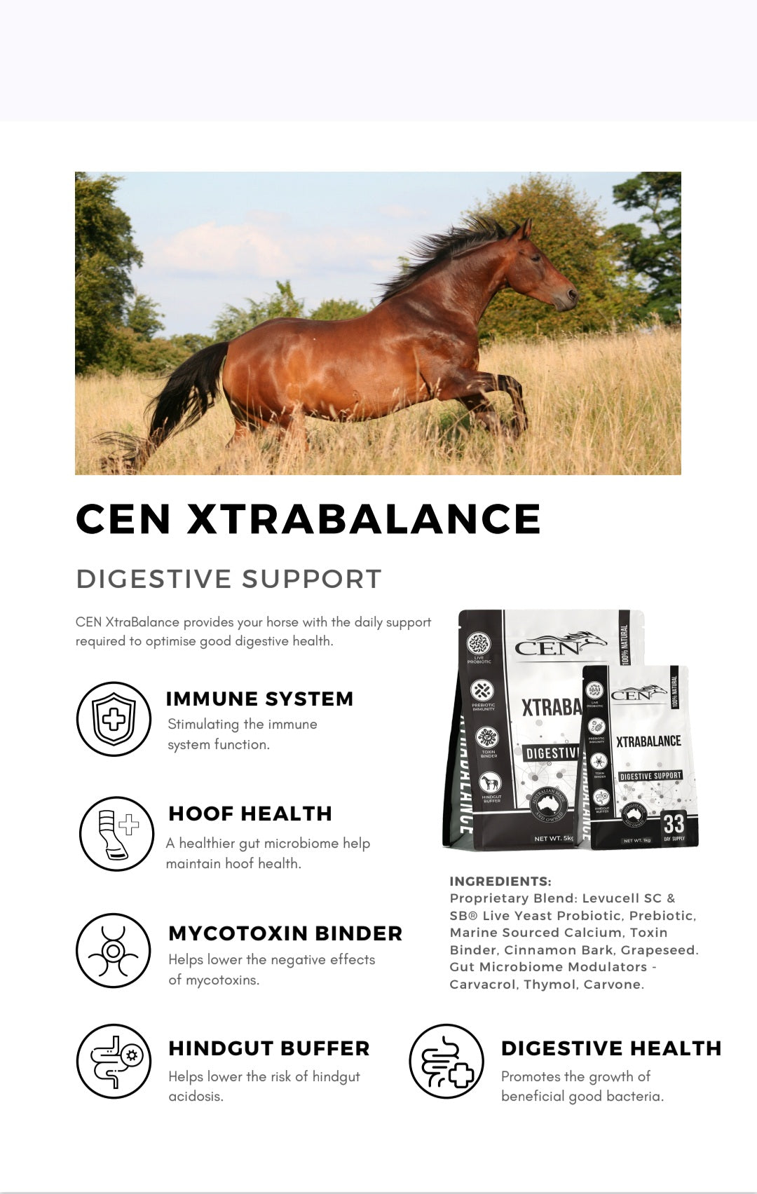 CEN Nutrition Xtrabalance Digestive Supplement for Horses - product information-Ingredients-Nutritional Information