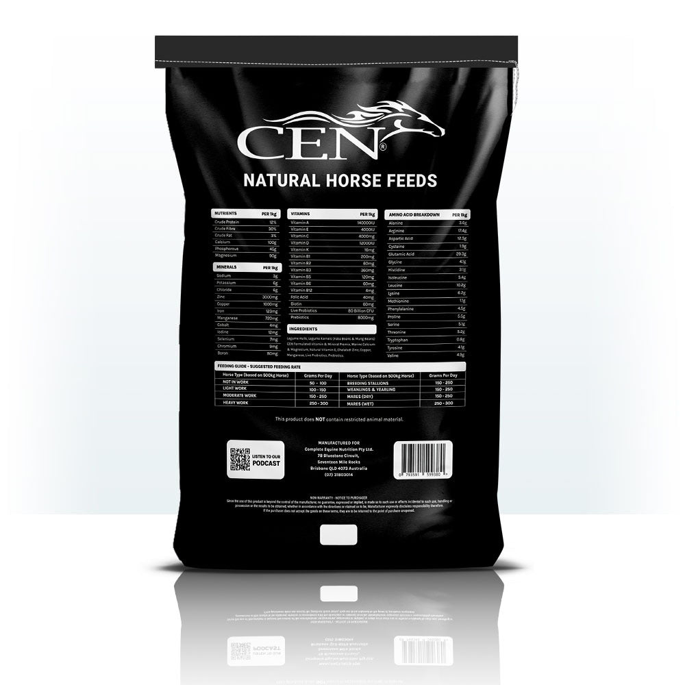 CEN Nutrition CF50 Grain Free Equine Multivitamin & Mineral Pellet - product label-Ingredients-Nutritional Information
