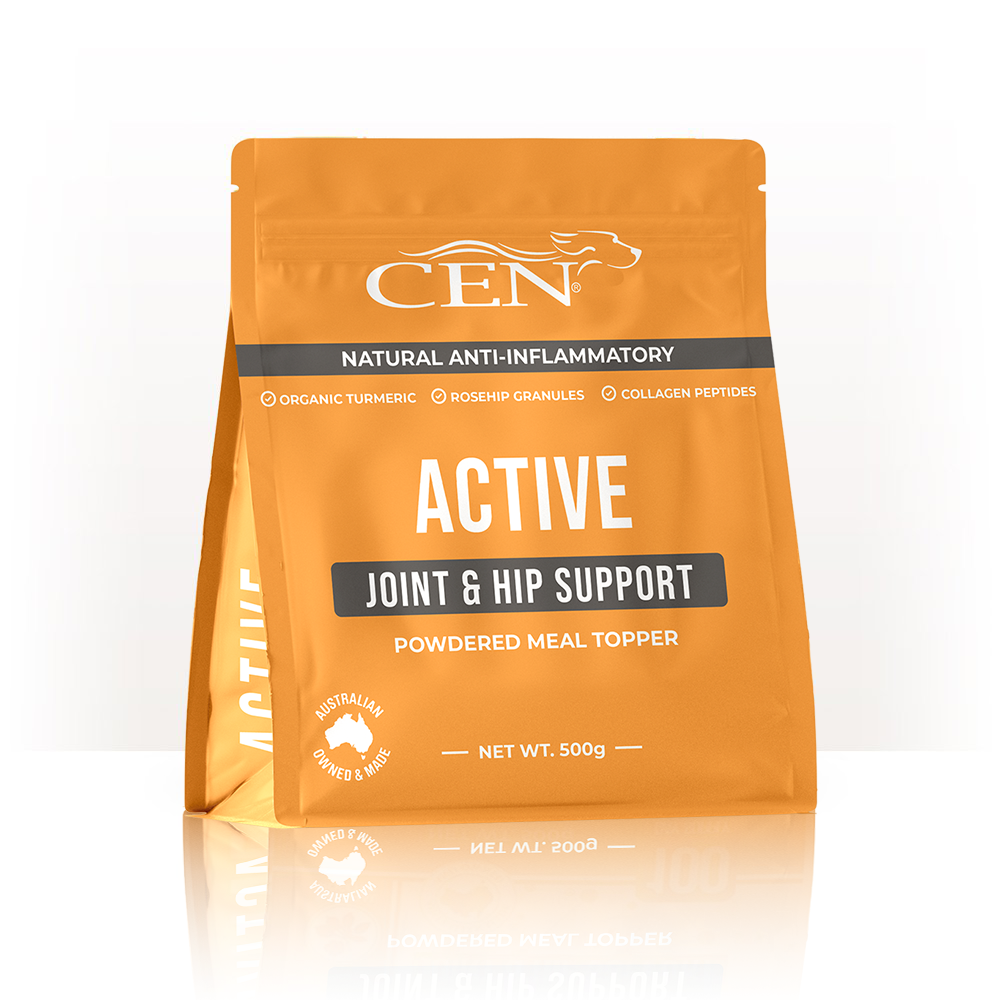 CEN Nutrition Active Dog – hip and joint supplement- natural mobility support-reduces inflammation-with collagen, turmeric and rosehip-powdered meal topper