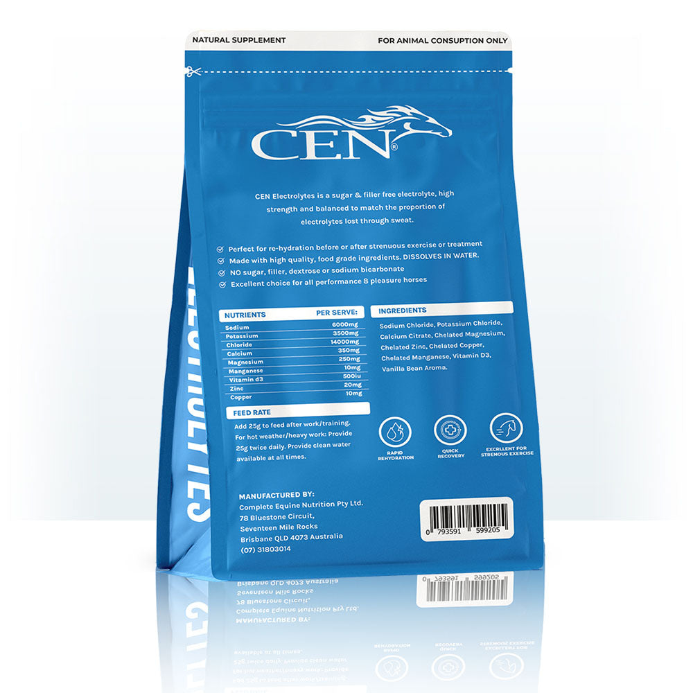 CEN Nutrition Electrolyte Supplement for Horses - product label-Ingredients-Nutritional Information