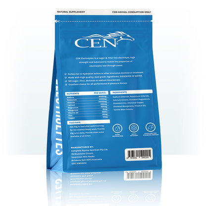 CEN Nutrition Electrolyte Supplement for Horses - product label-Ingredients-Nutritional Information