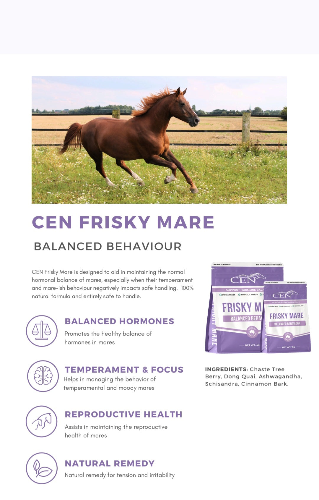 CEN Nutrition Frisky Mare Supplement for Horses - product infotmation-Nutritional Information