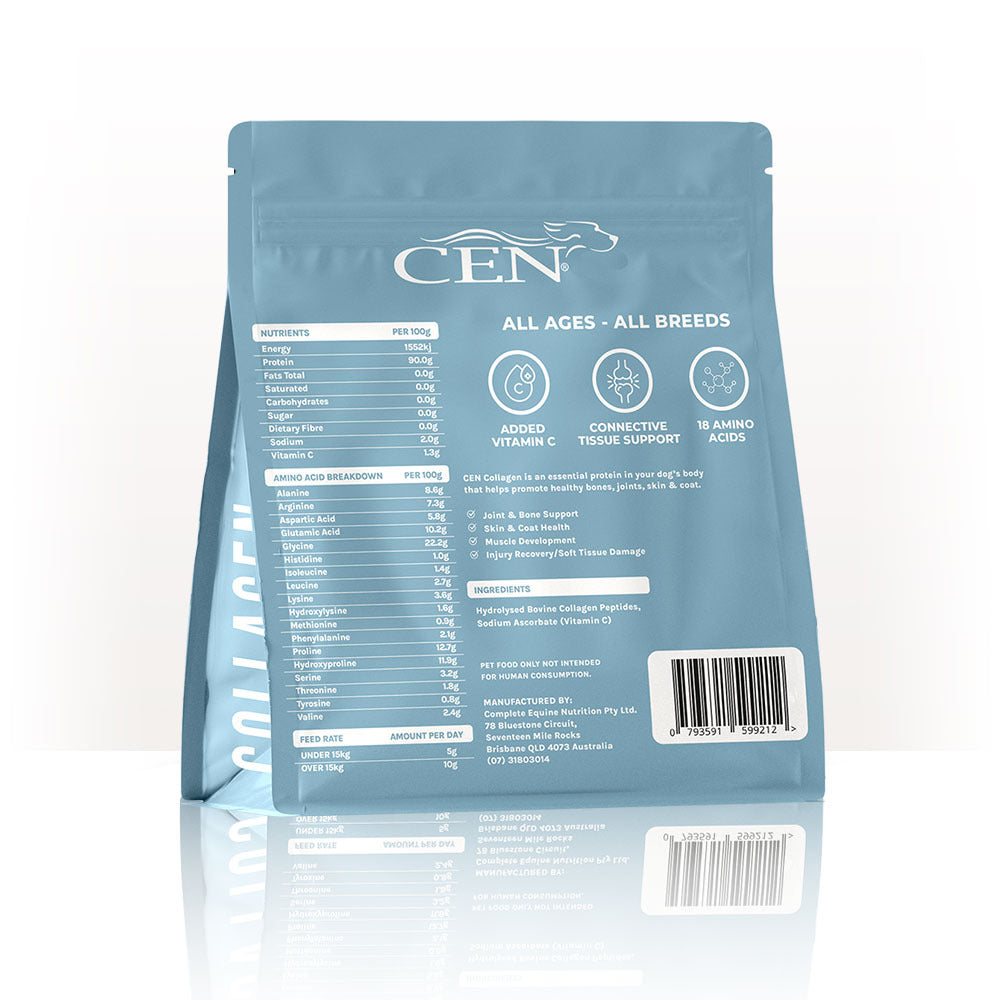 CEN Nutrition Collagen for Dogs + Vitamin C - Product Label-Ingredients-Nutritional Information