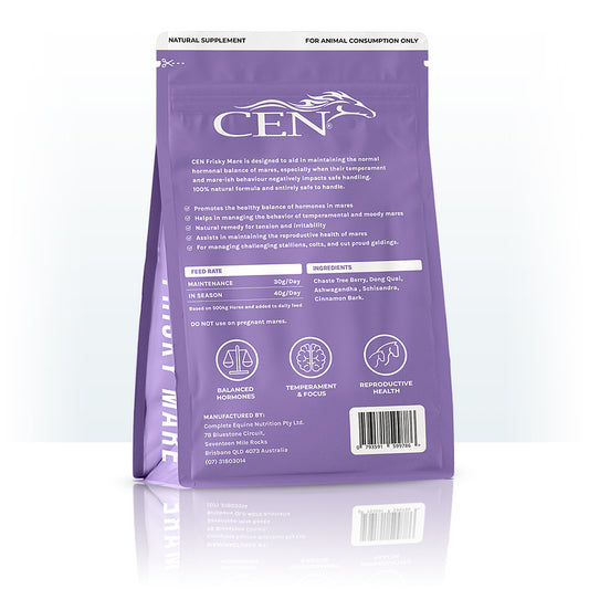 CEN Nutrition Frisky Mare Supplement for Horses - product label-Ingredients-Nutritional Information