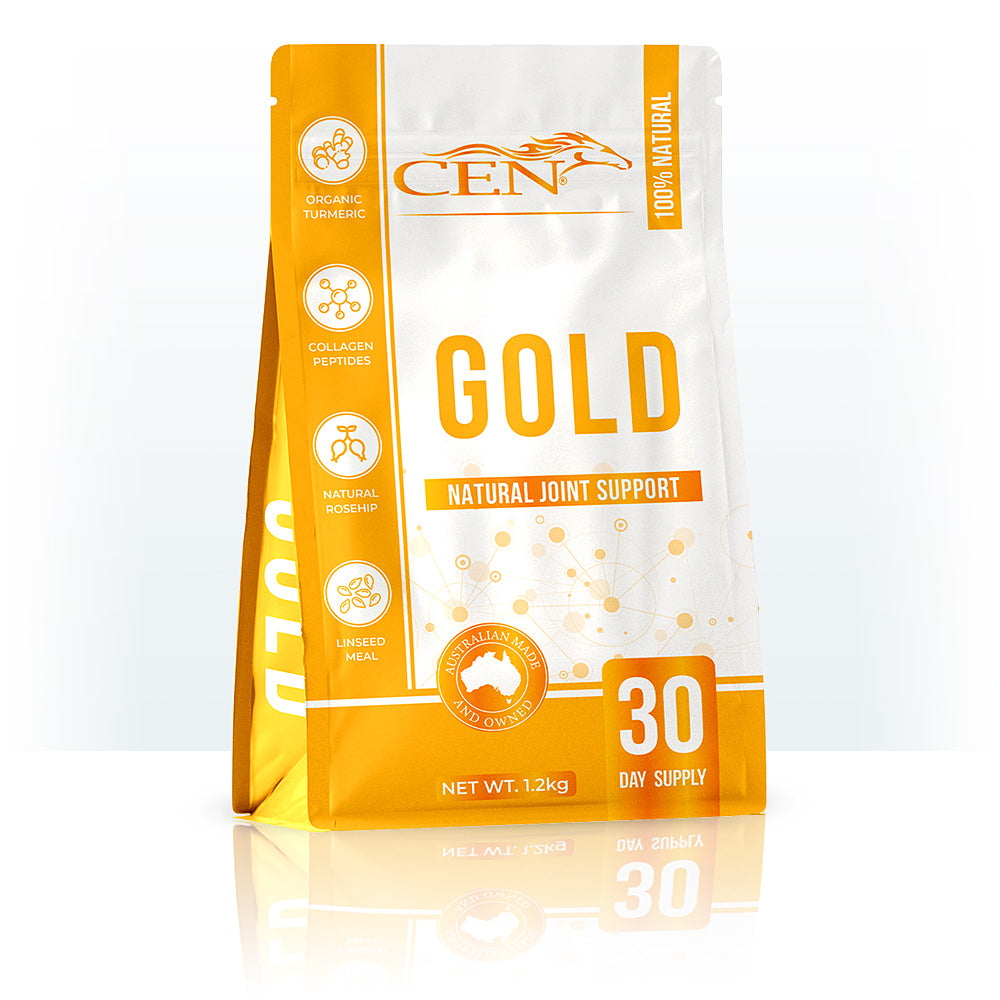 CEN Nutrition Gold Joint Supplement for Horses - supports joint-skin-digestive-immune health-with turmeric-rosehip-collagen